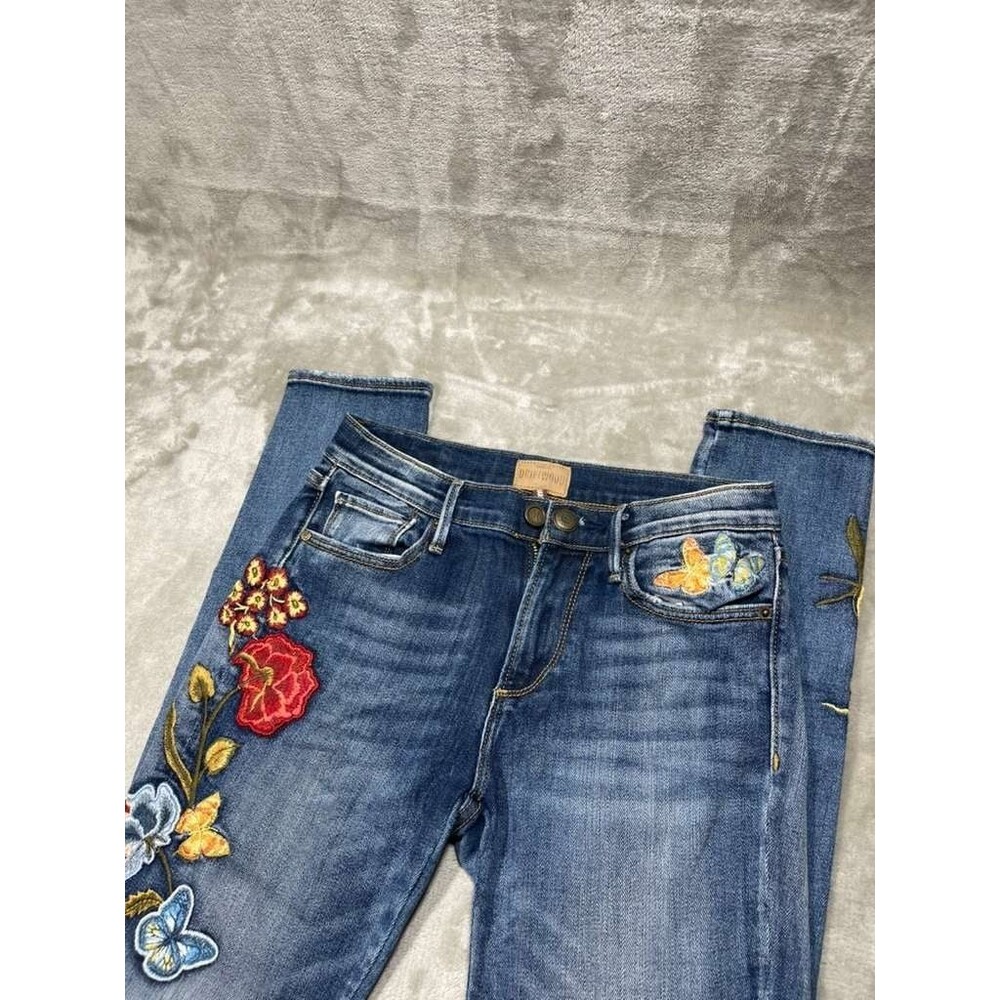 Driftwood Embroidered Jeans Women's Size 26 Marilyn Slim Denim Skinny
